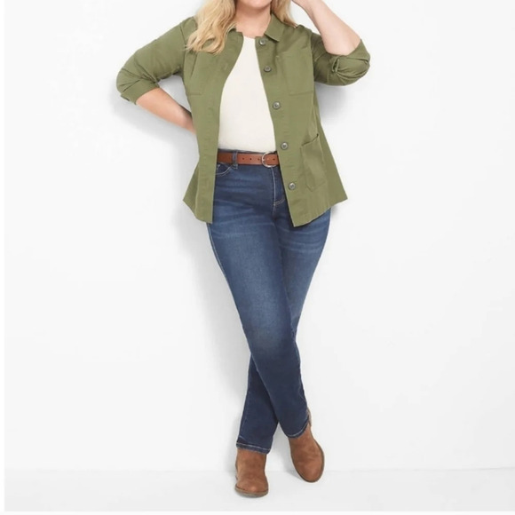 Lane Bryant Medium Wash Simply Straight Jeans Size 22 Petite - Picture 1 of 5